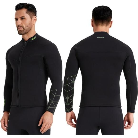 Wetsuit Top Men&Women 3mm Neoprene Wetsuits Jacket,Front Zipper Long - Picture 4 of 7
